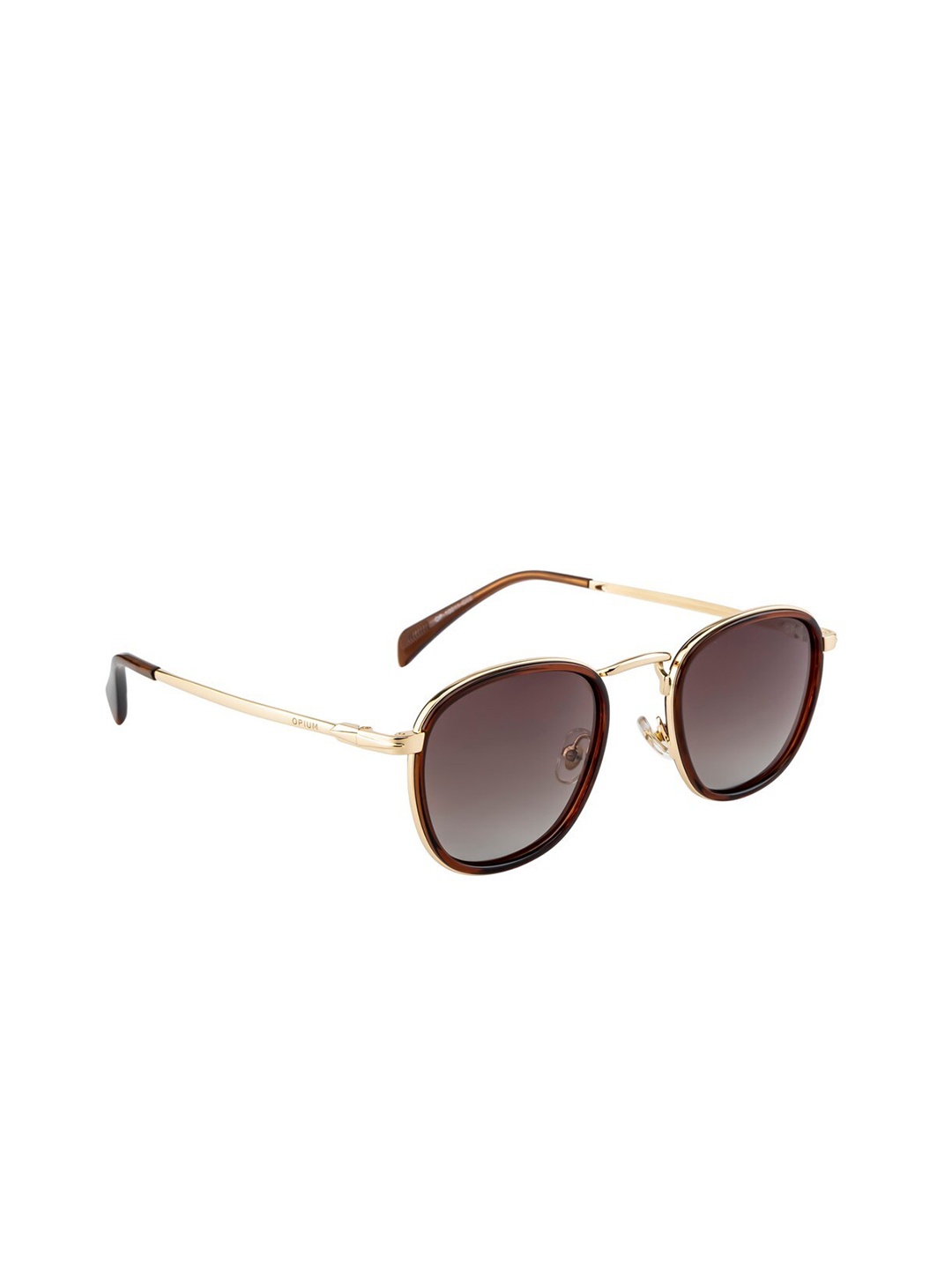 

OPIUM Unisex Brown Lens & Gold-Toned Oval Sunglasses with UV Protected Lens OP-10011-C02