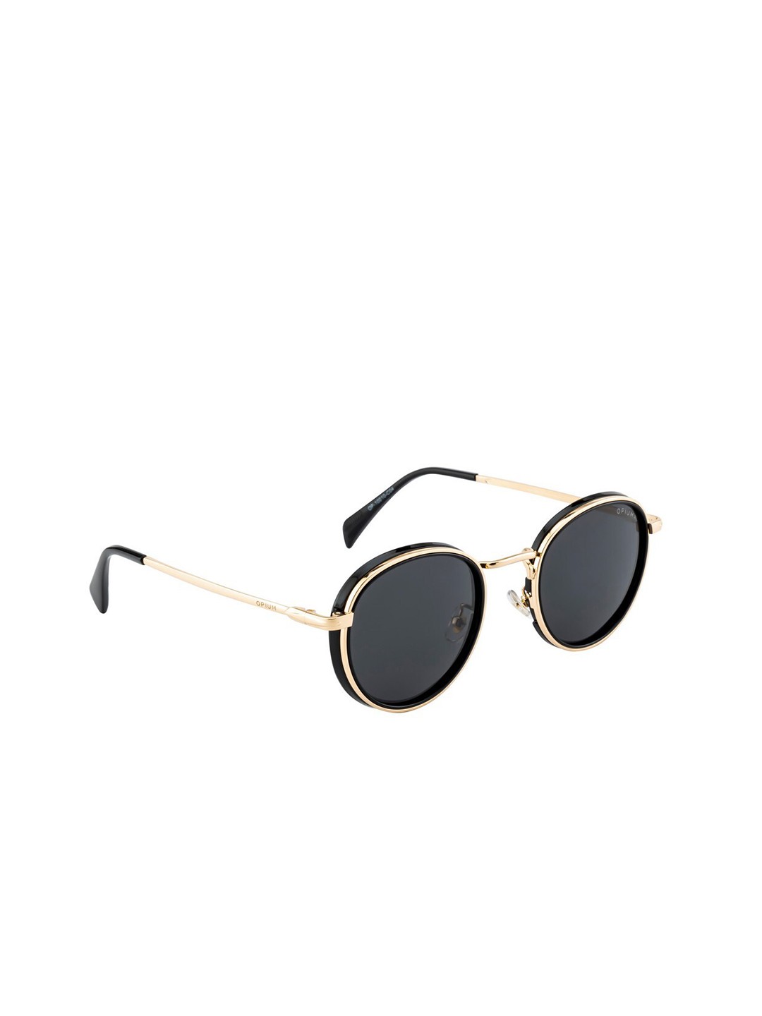 

OPIUM Unisex Black Lens & Gold-Toned Round Sunglasses with Polarised and UV Protected Lens