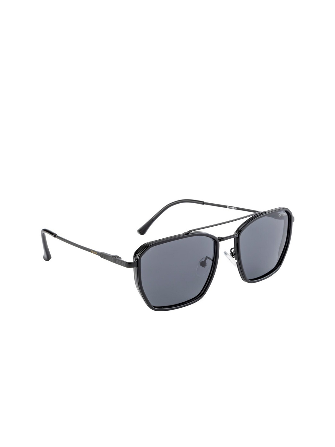 

OPIUM Men Grey Lens & Black Square Sunglasses with Polarised and UV Protected Lens