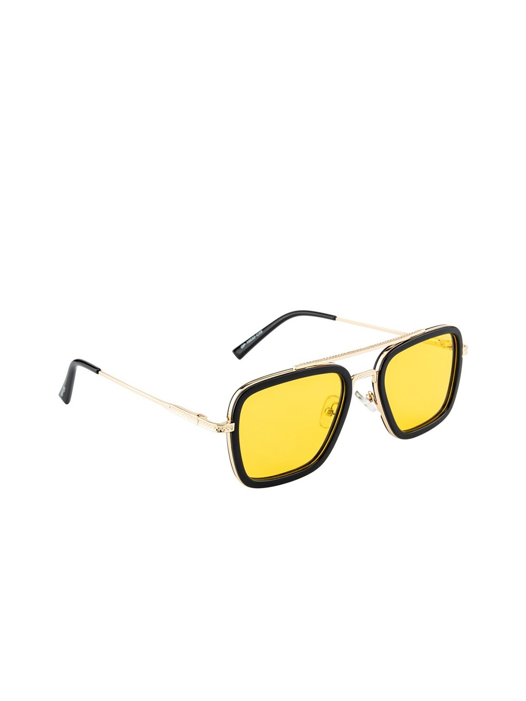 

OPIUM Men Yellow Lens & Gold-Toned Square Sunglasses with Polarised-OP-10032-C05