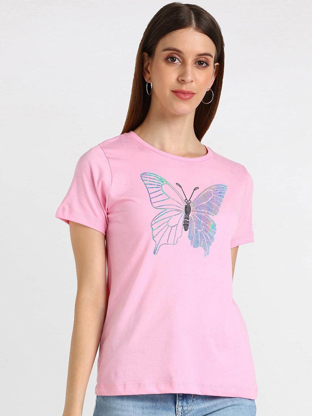 

shashvi Women Pink Printed T-shirt