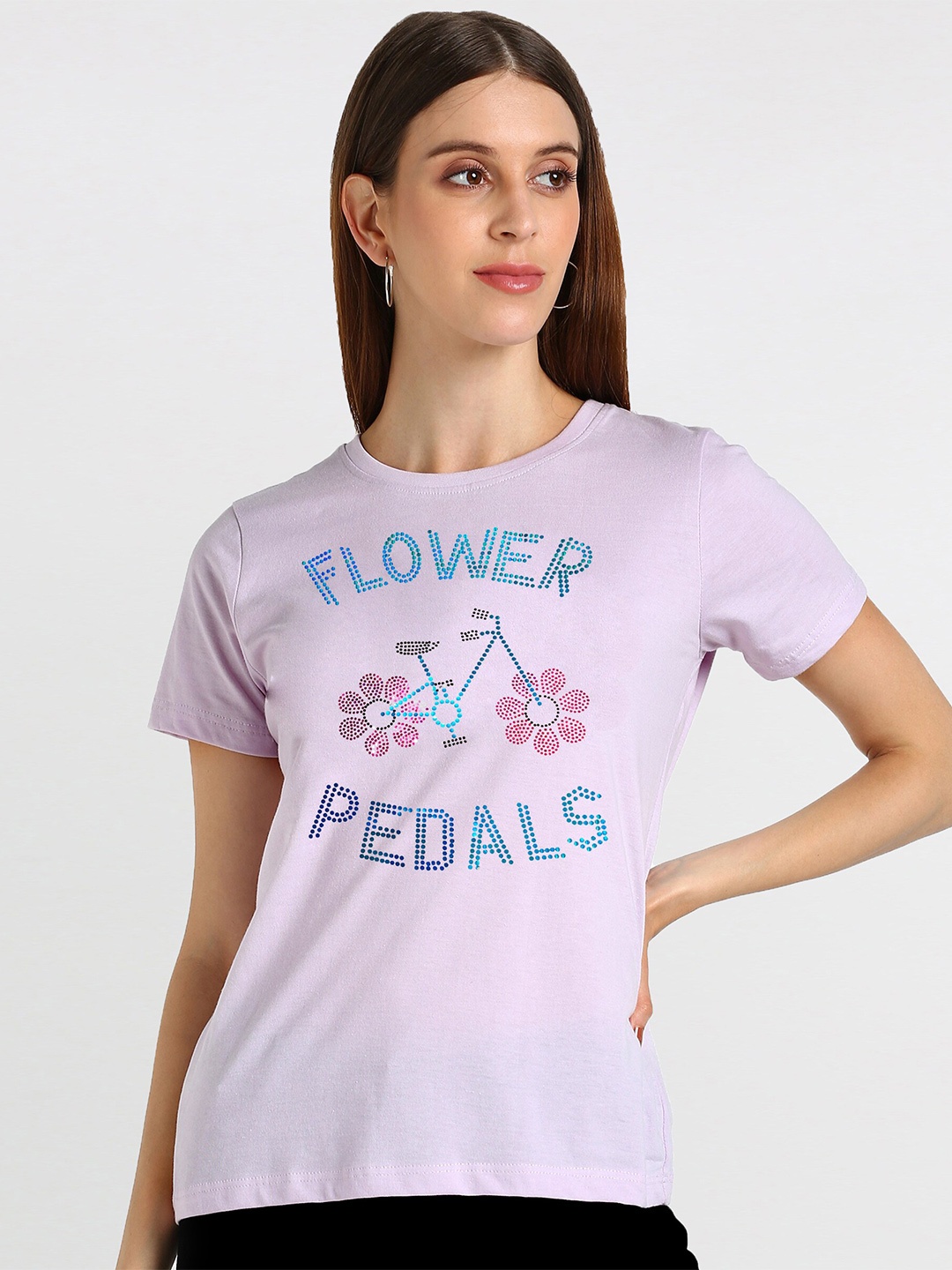 

shashvi Women Purple Typography Printed T-shirt