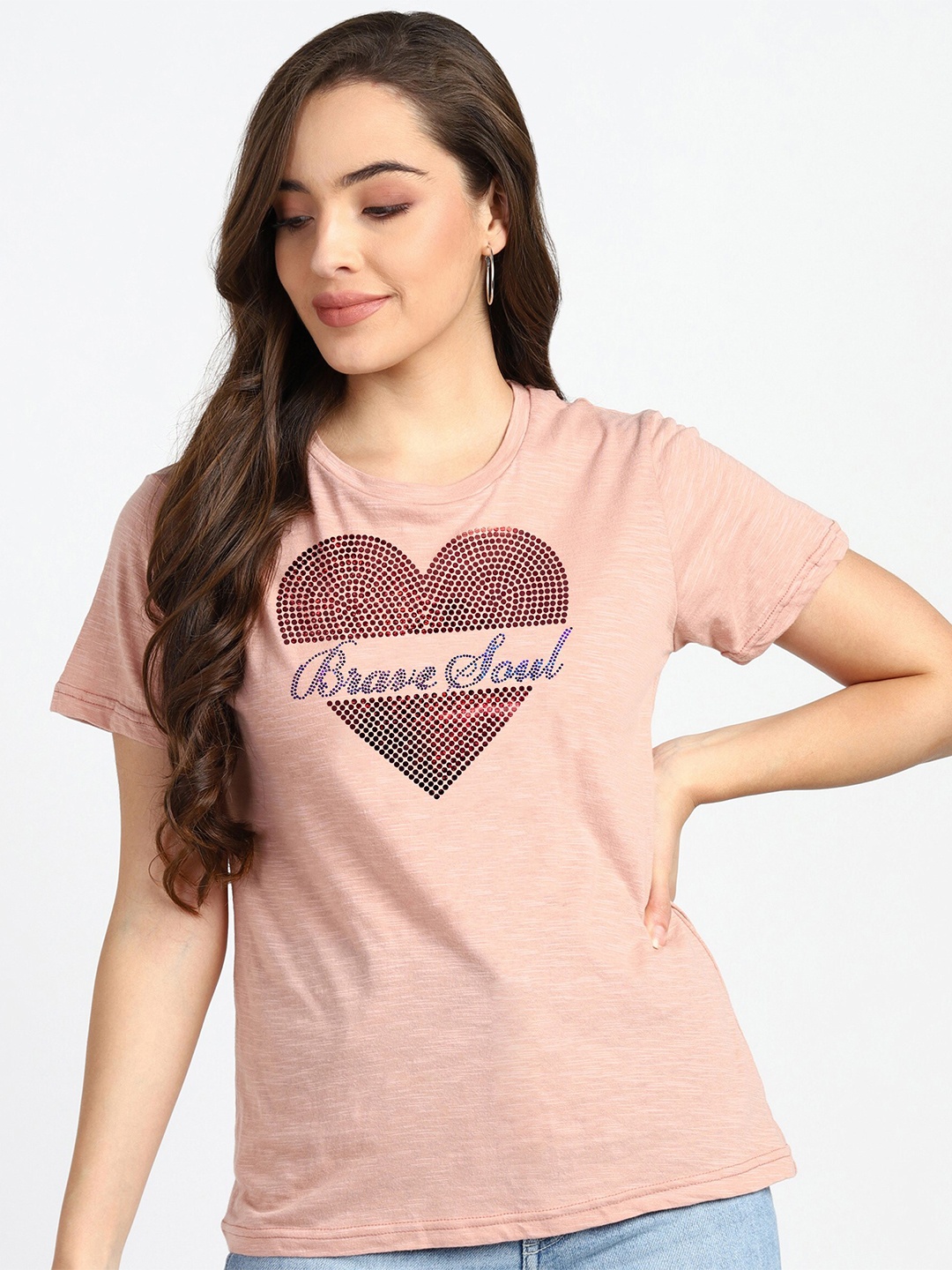 

shashvi Women Pink Typography Printed T-shirt