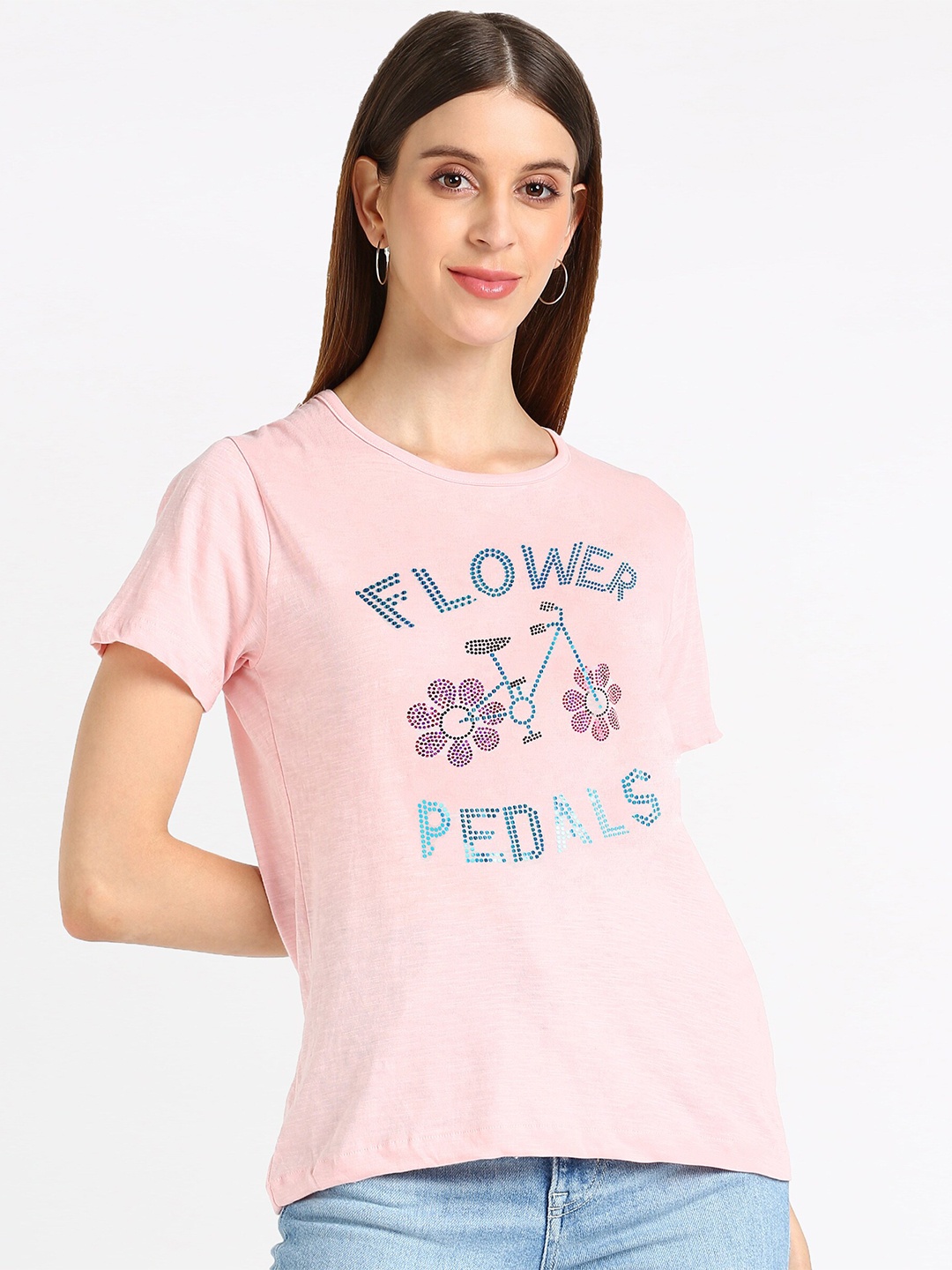 

Shashvi Women Pink Typography embellished Printed T-shirt