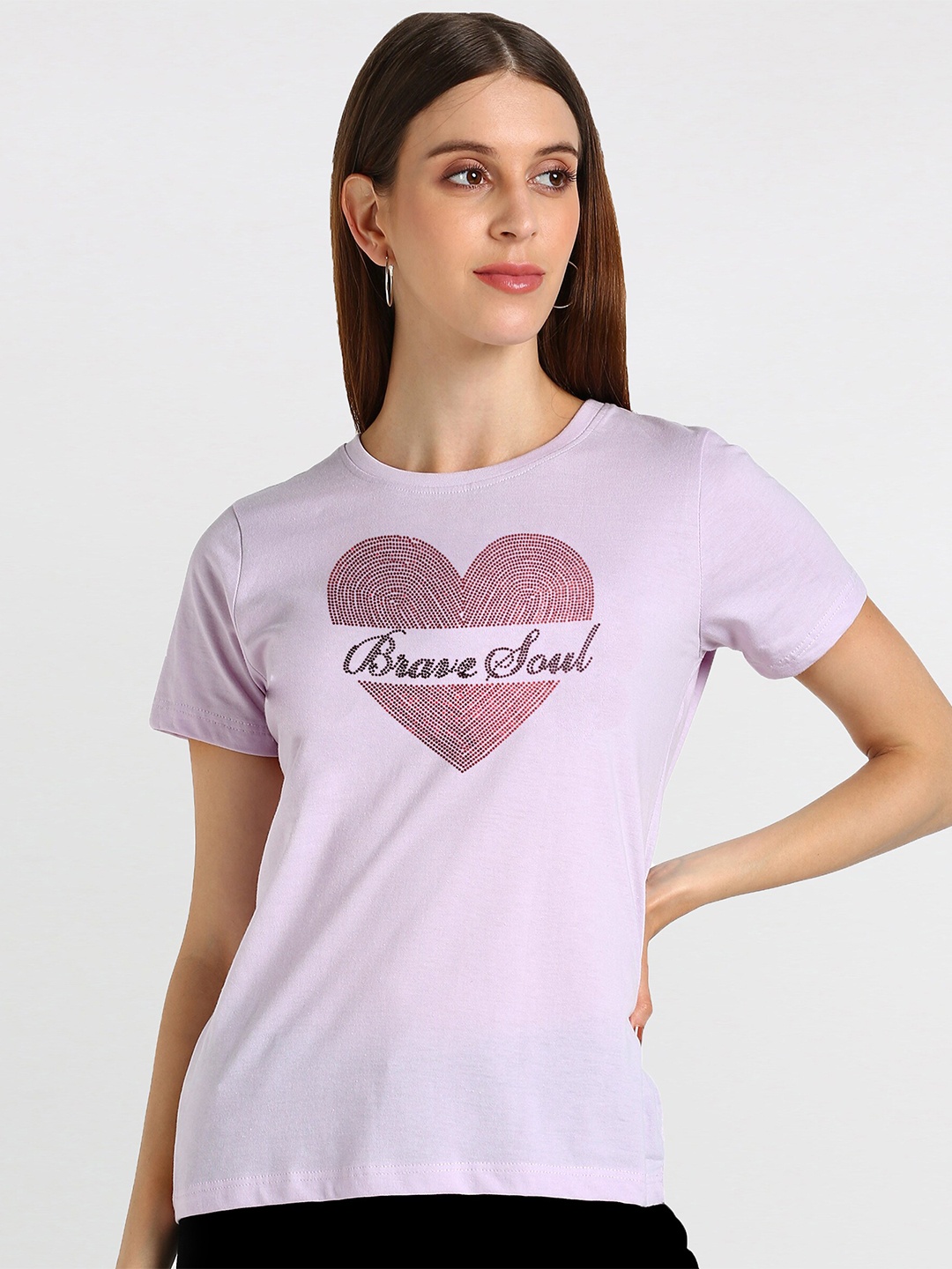 

shashvi Women Purple Typography Printed T-shirt