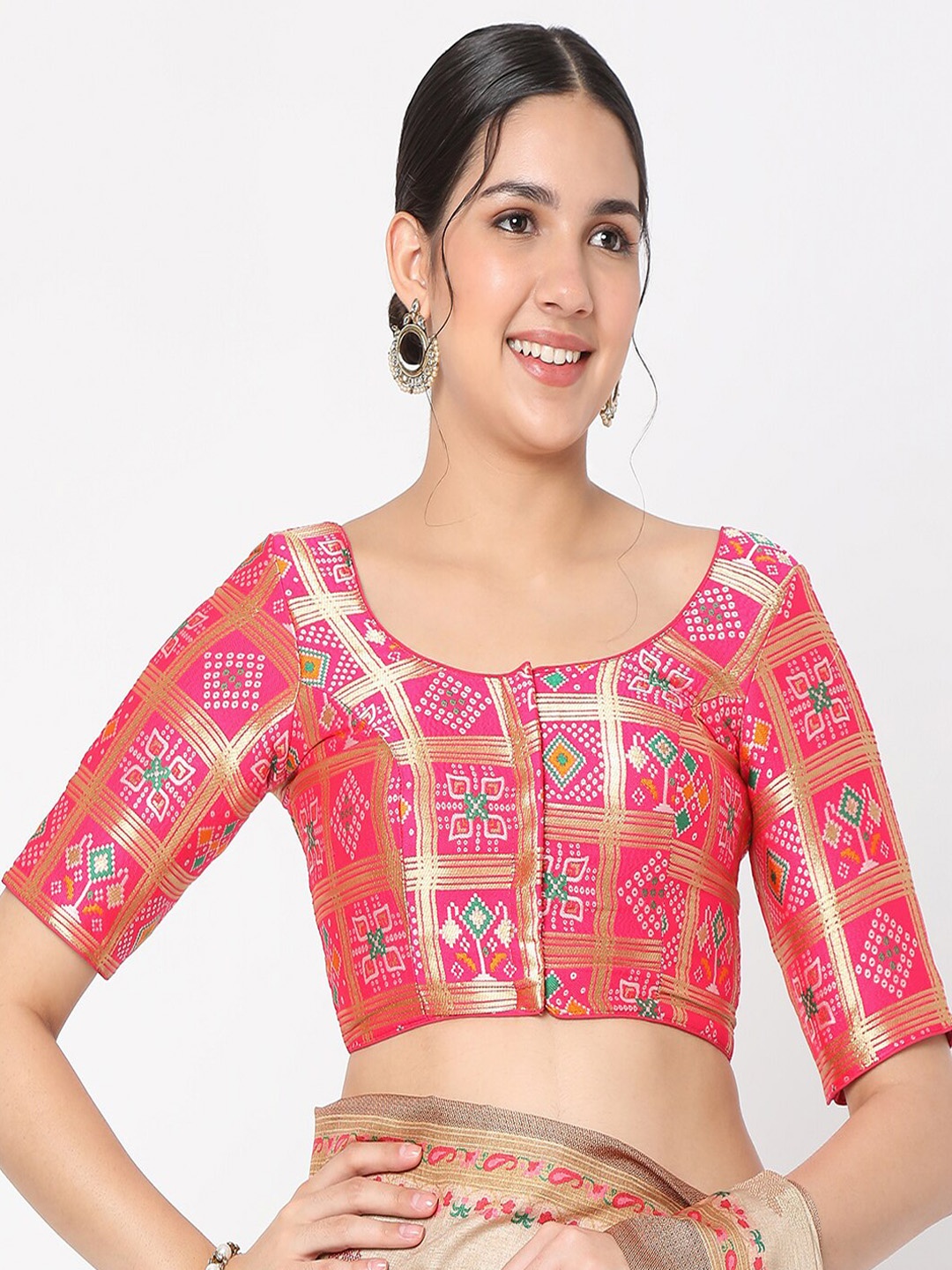 

SALWAR STUDIO Pink Embroidered Saree Blouse