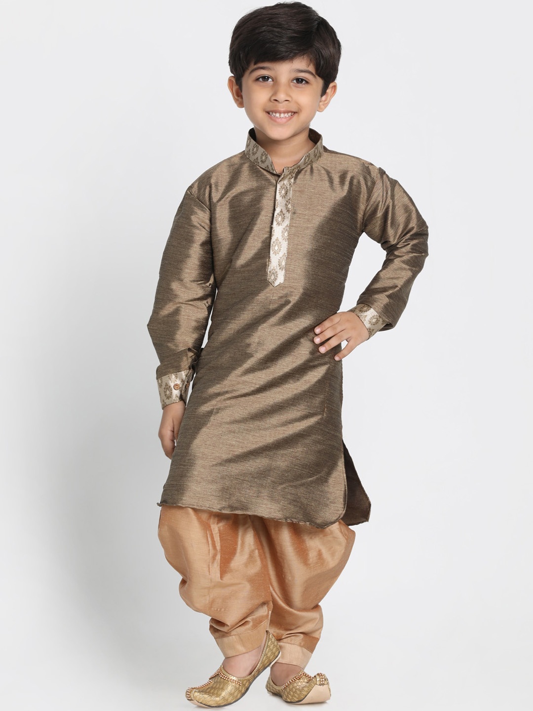 

VASTRAMAY Boys Copper-Toned Kurta with Dhoti Pants