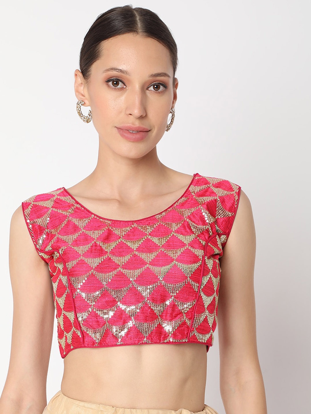 

SALWAR STUDIO Women Pink Embroidered Saree Blouse