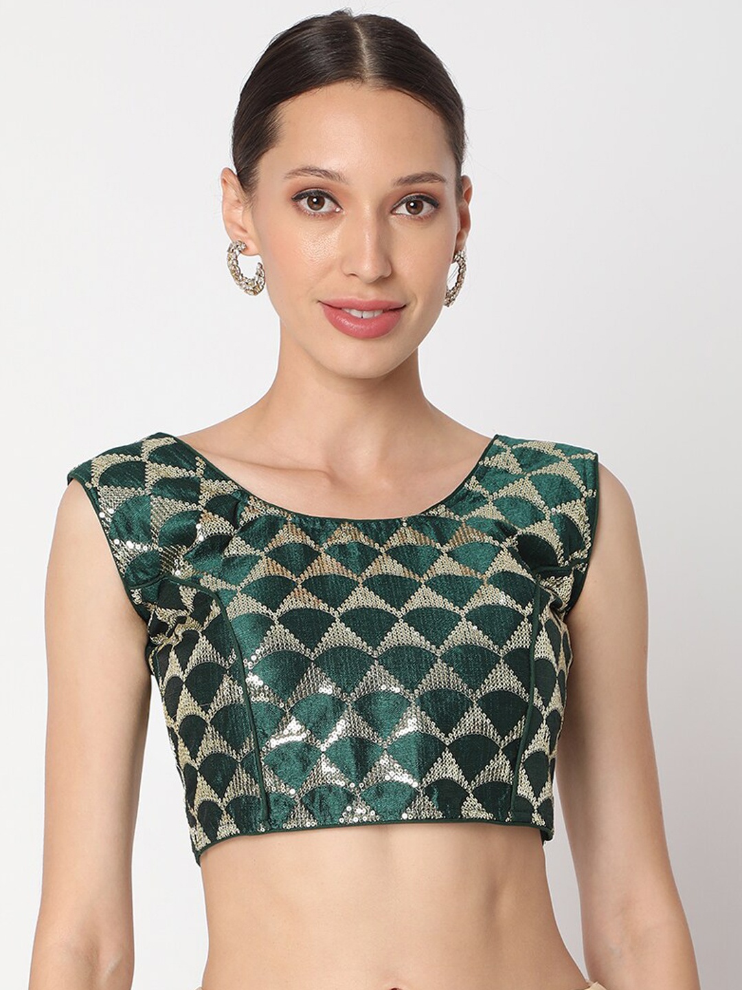 

SALWAR STUDIO Green Embroidered Saree Blouse