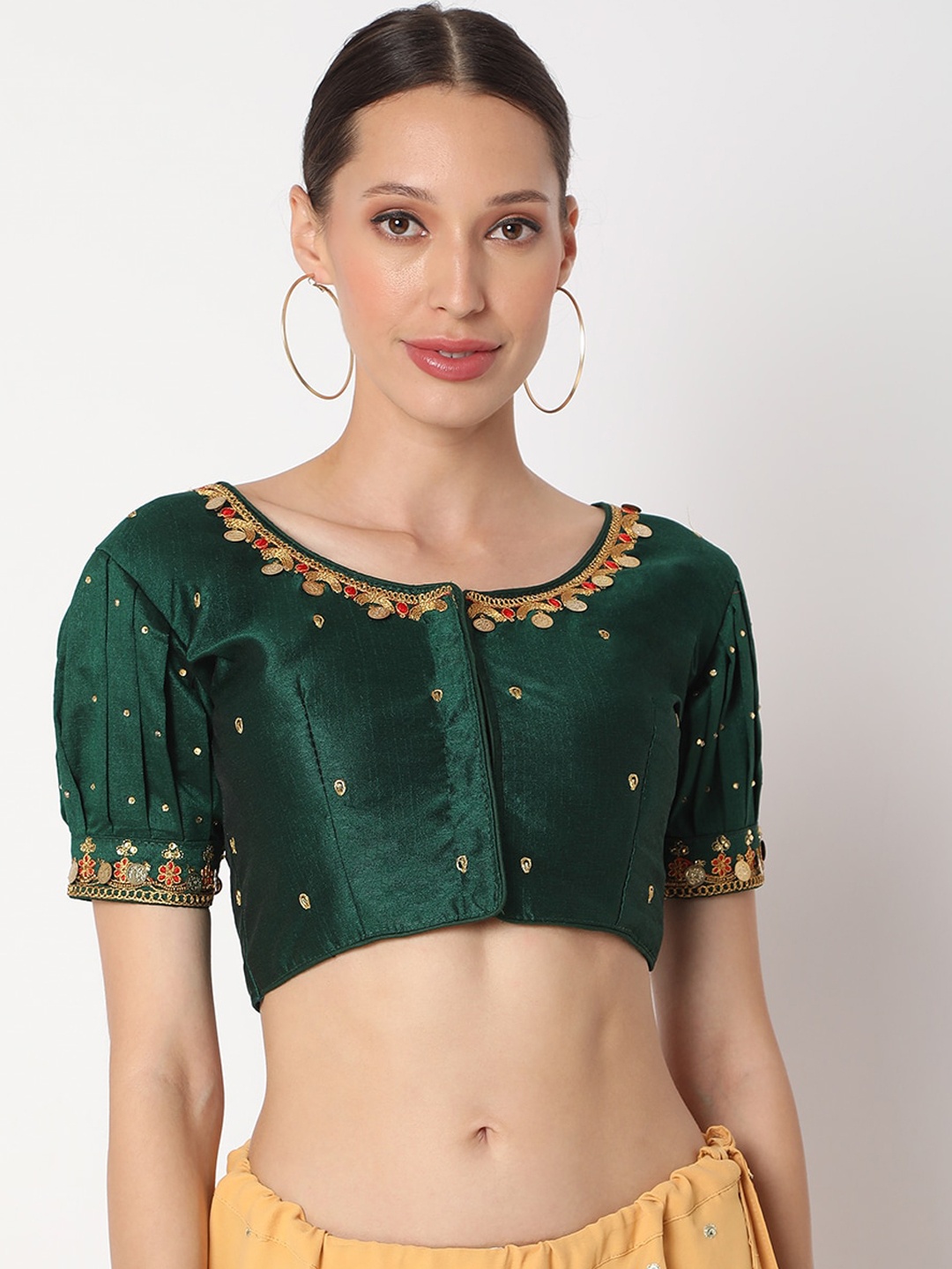 

SALWAR STUDIO Green Embroidered Saree Blouse