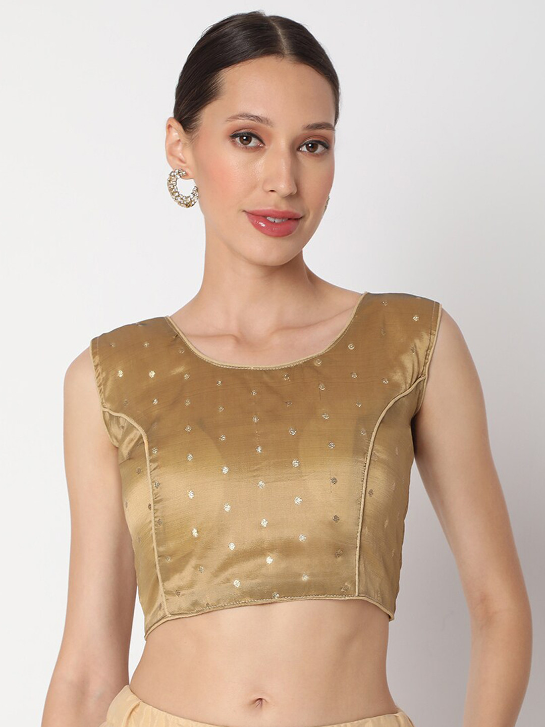 

SALWAR STUDIO Brown Woven-Design Saree Blouse, Copper
