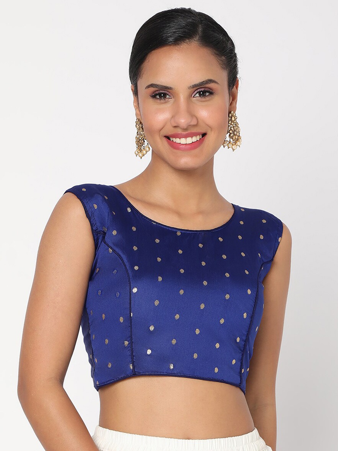 

SALWAR STUDIO Women Blue Woven Design Padded Saree Blouse