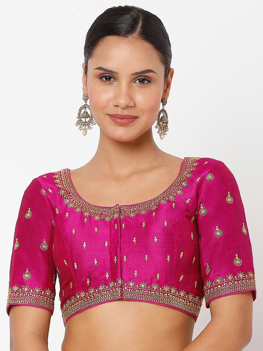 

SALWAR STUDIO Magenta Embroidered Saree Blouse