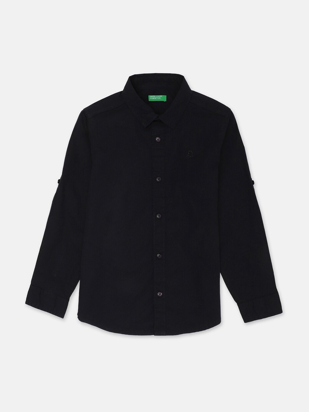

United Colors of Benetton Boys Black Solid Casual Shirt