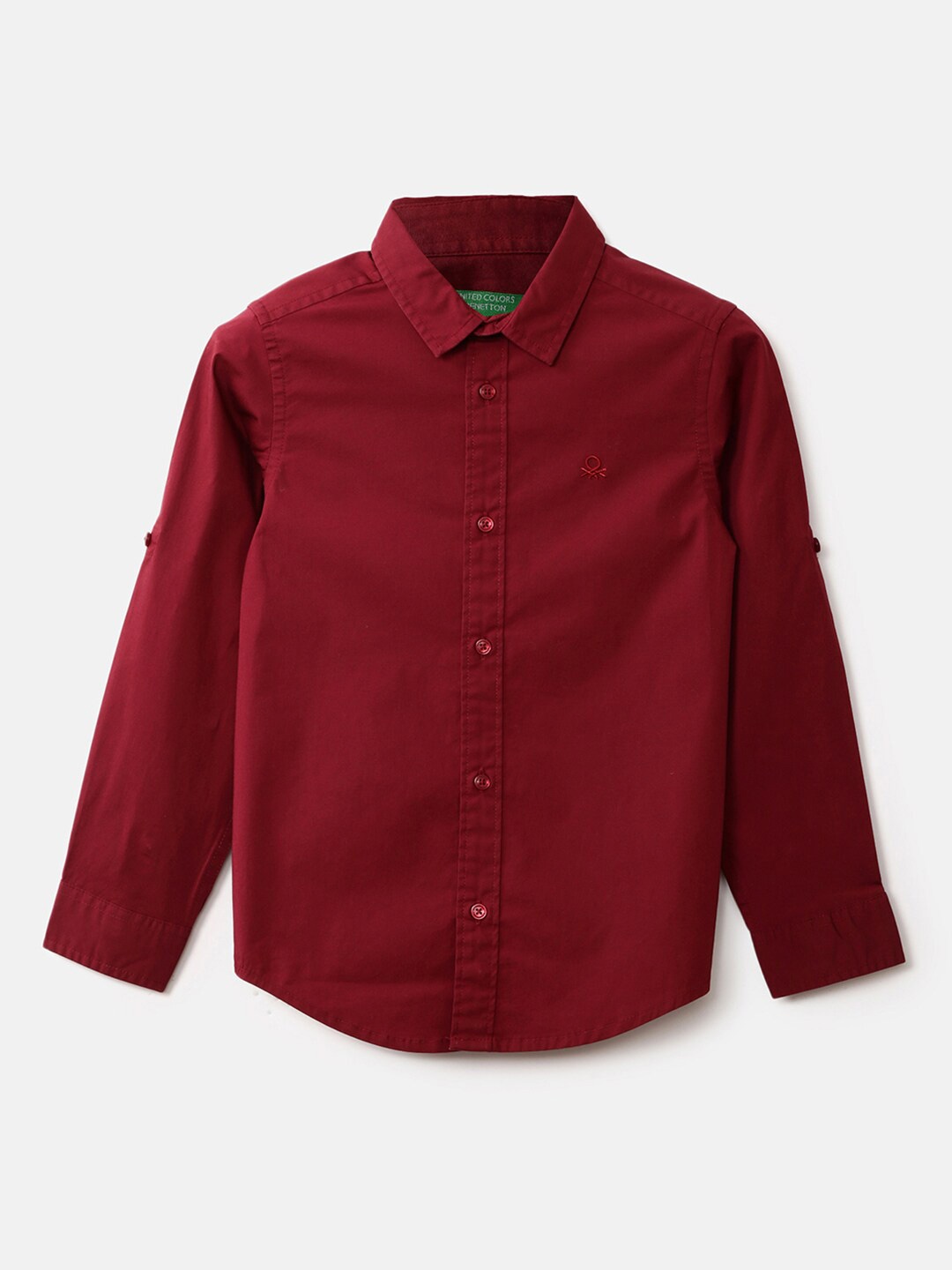 

United Colors of Benetton Boys Maroon Solid Casual Shirt