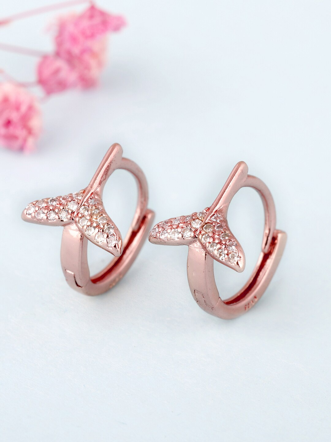 

GIVA White & Rose Gold-Plated Contemporary Hoop Earrings