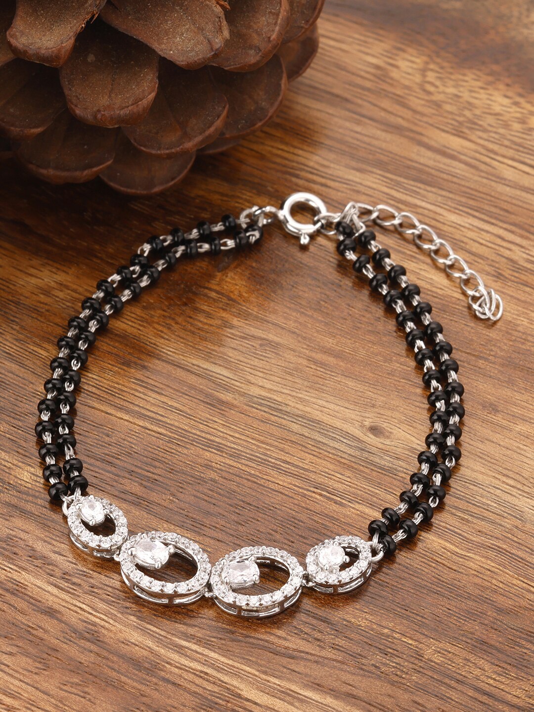 

GIVA 92.5 Sterling Silver & Black Beadeded Mangalsutra Bracelet