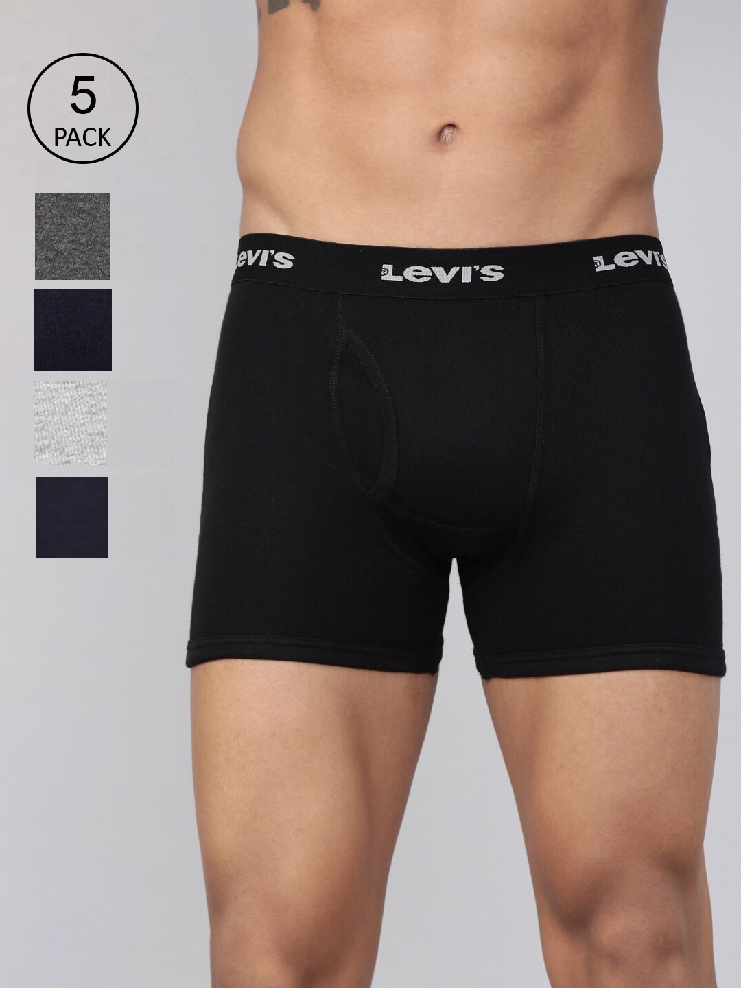 

Levis Men Pack Of 5 Assorted Trunks #001-BOXER BRIEF-ASST-P5, Black