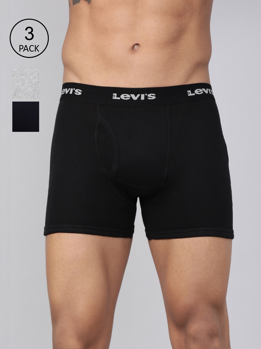 

Levis Men Pack of 3 Pure Cotton Long Length Trunk with Ultrasoft Waistband, Black
