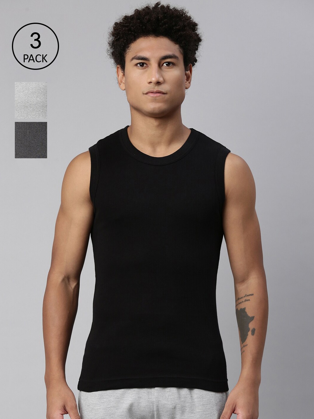 

Levis Pack Of 3 Assorted Smartskin Technology Cotton Gym Vests with Tag Free Comfort-014