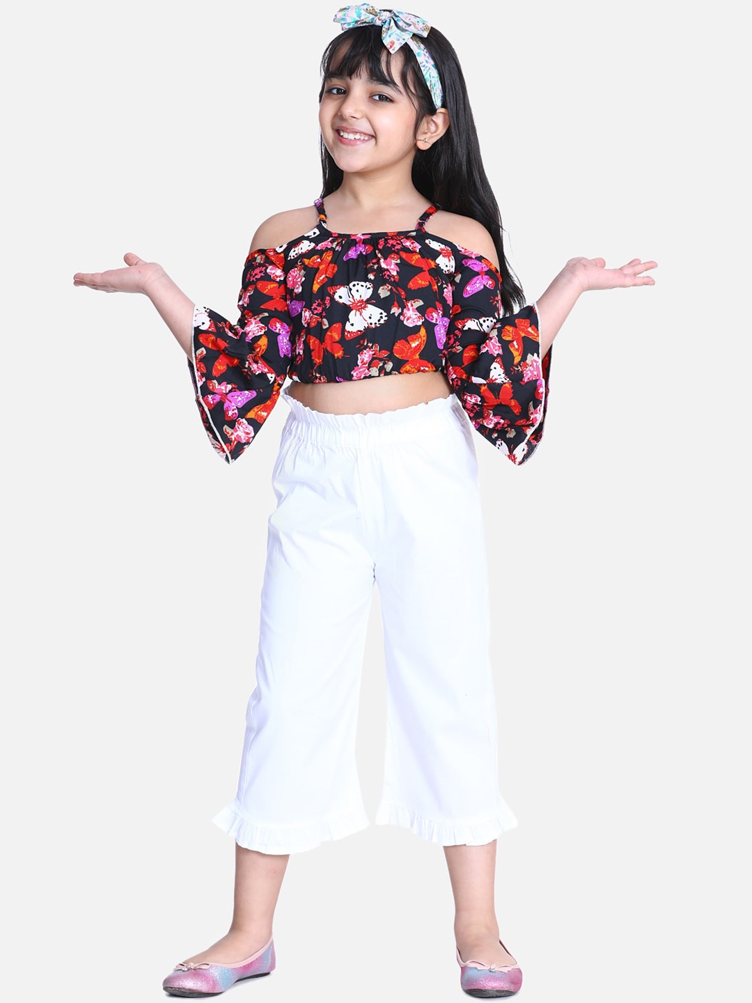 

Cutiekins Girls Printed Top with Capris, Cream