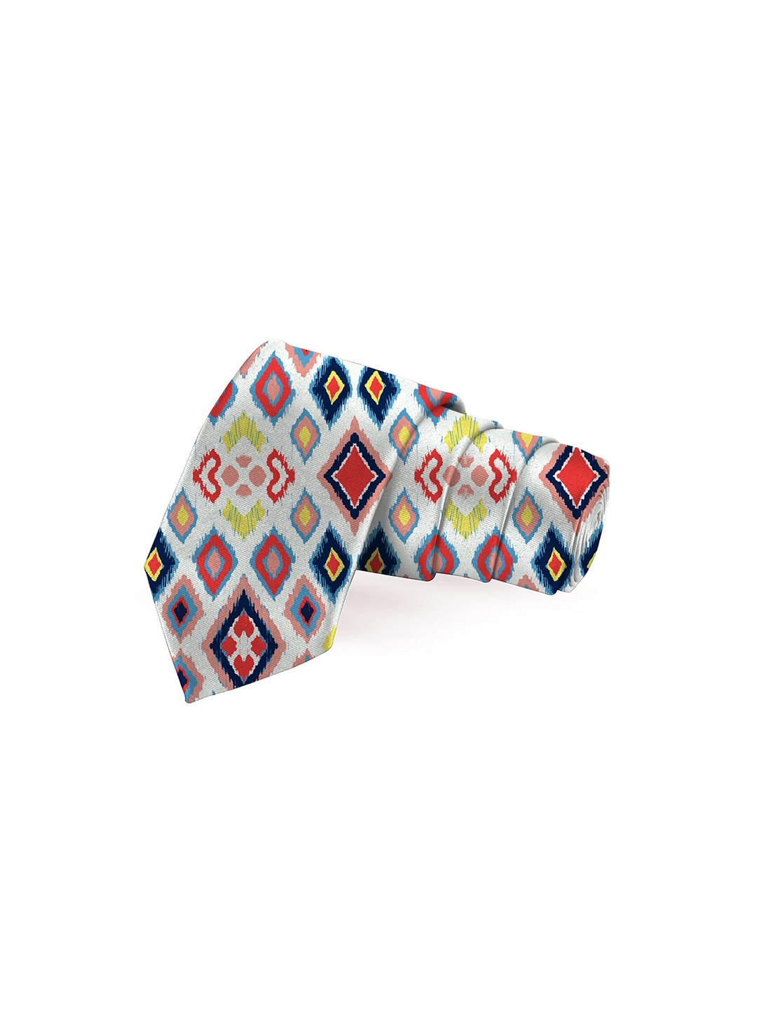 

Blacksmith Men White & Yellow Printed Broad Tie