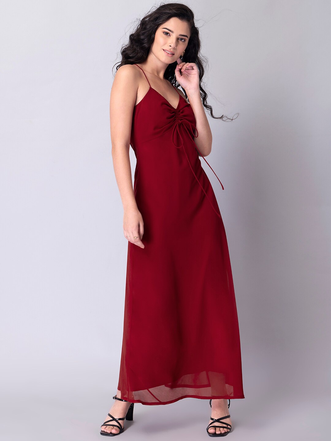 

FabAlley Women Red Georgette Maxi Dress