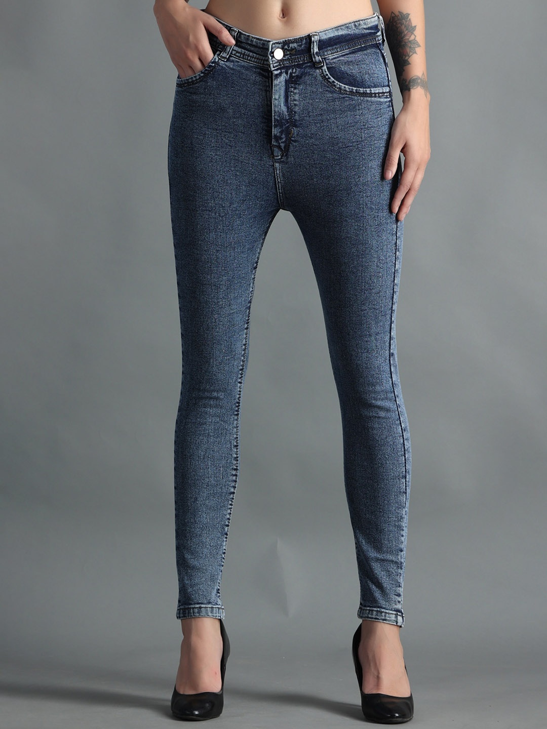 

POMPOUS Women Grey Skinny Fit Stretchable Jeans