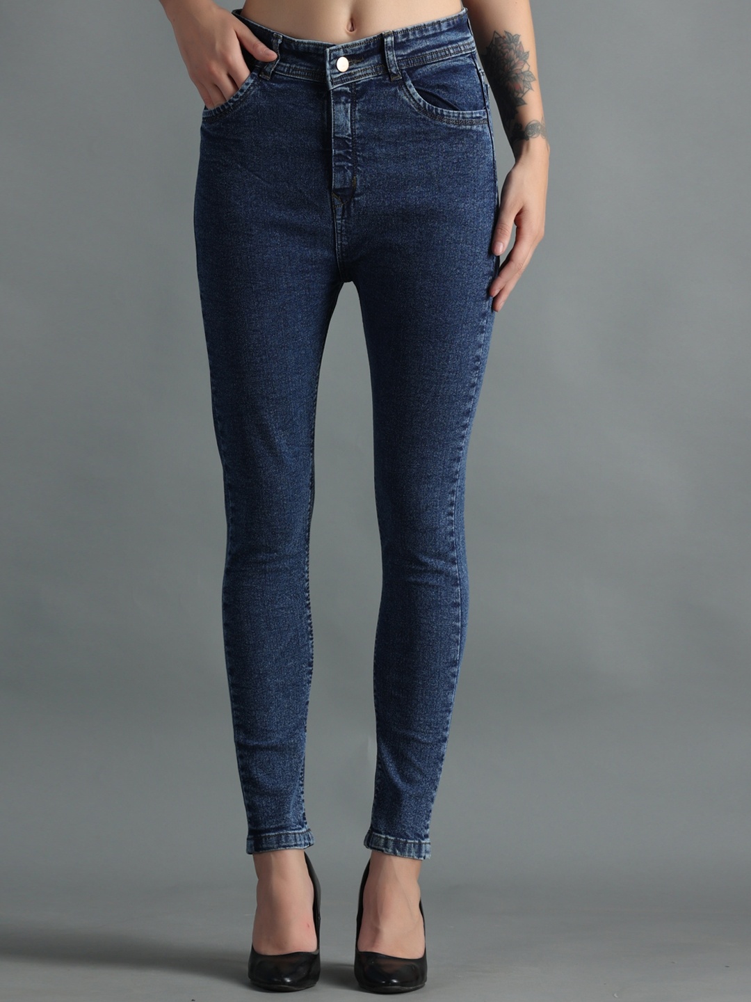 

POMPOUS Women Blue Skinny Fit Stretchable Jeans