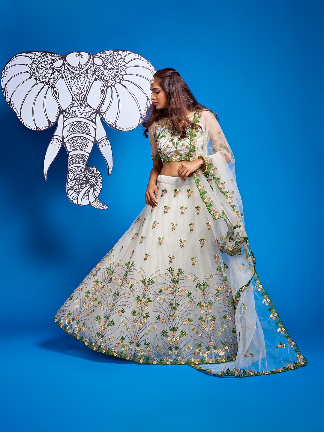 

panchhi Lime Green & Yellow Embellished Sequinned Semi-Stitched Lehenga & Unstitched Blouse With Dupatta