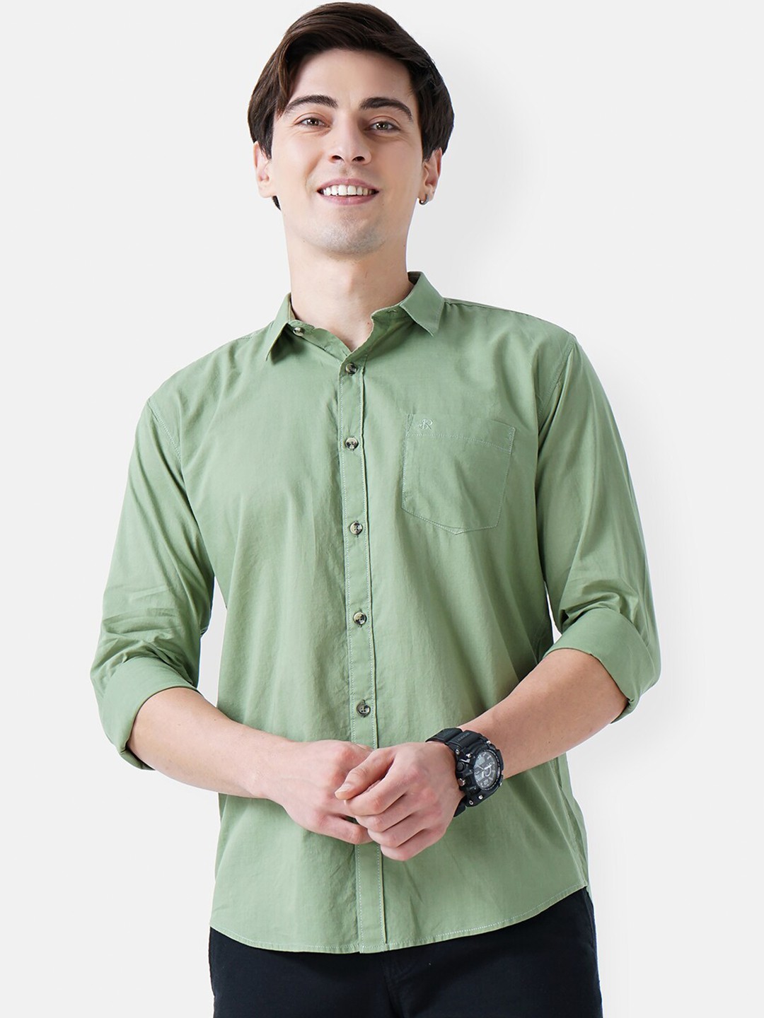 

SORATIA Men Green Slim Fit Casual Shirt