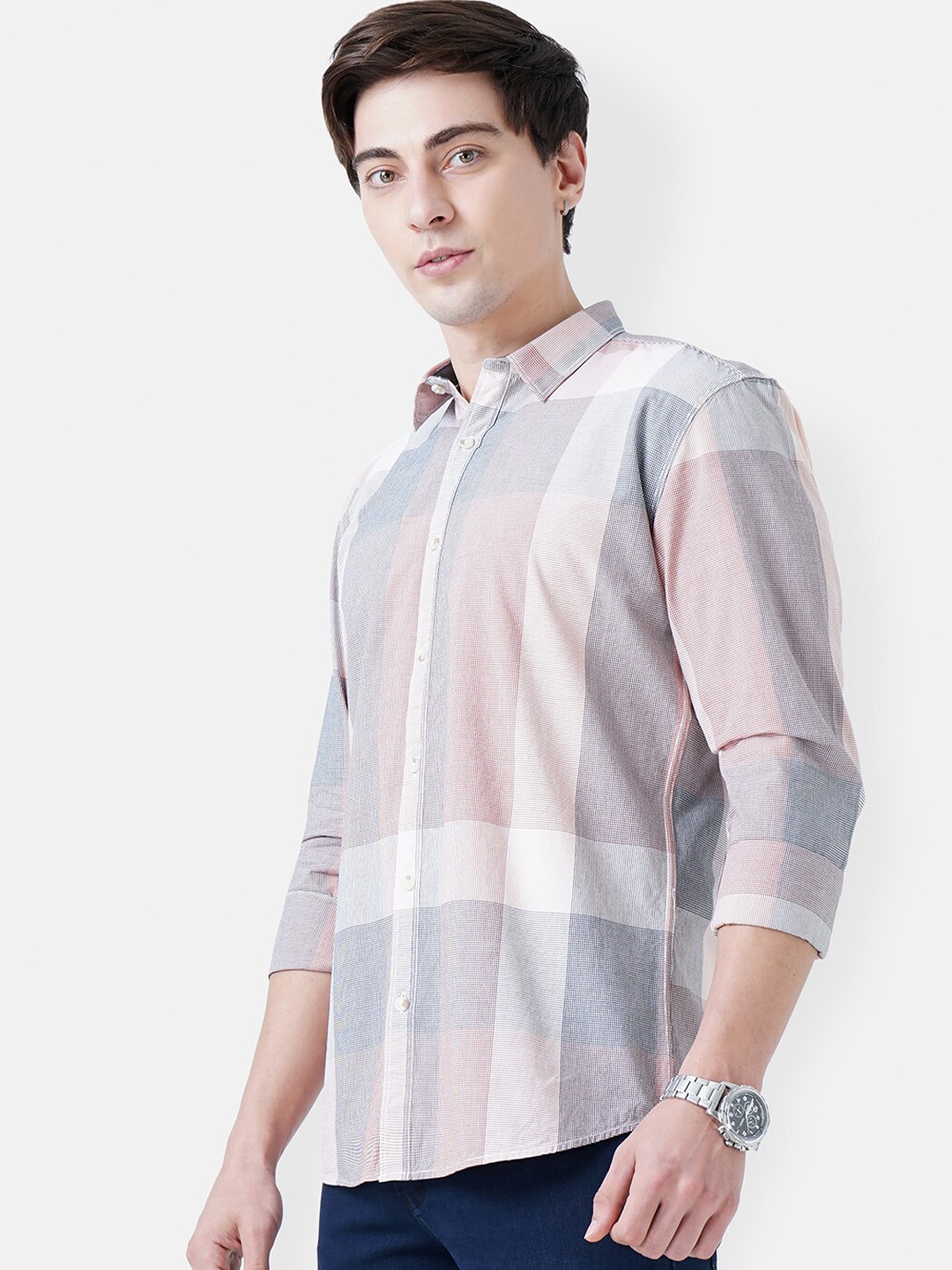 

SORATIA Men Grey tSlim Fit Striped Casual Shirt