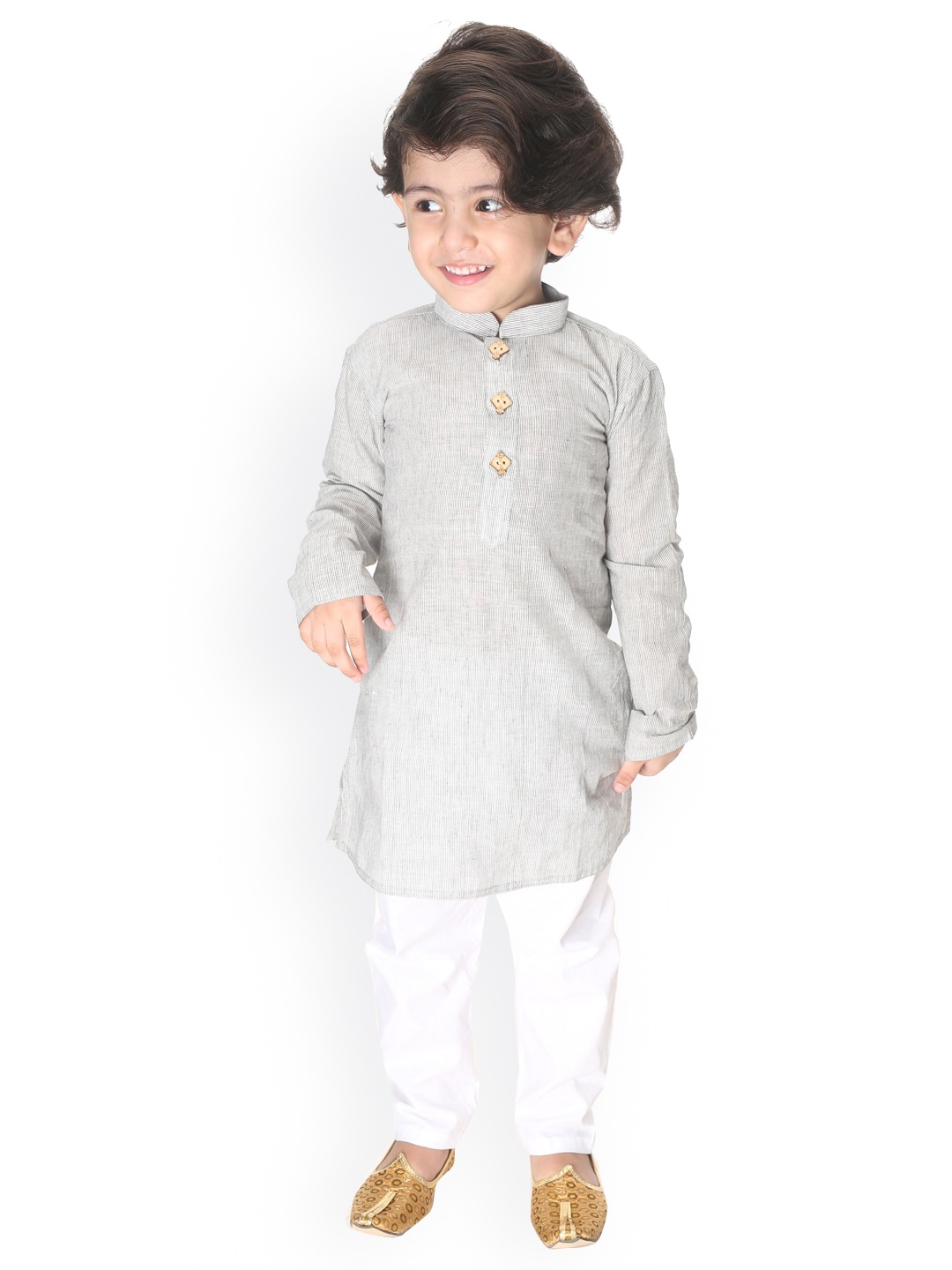 VASTRAMAY Boys Cotton Handloom Kurta, Grey