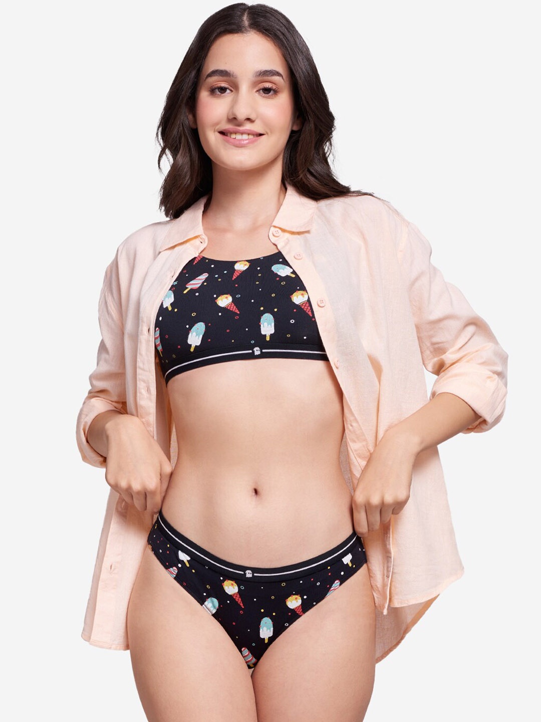

The Souled Store Black Printed Bikini Briefs