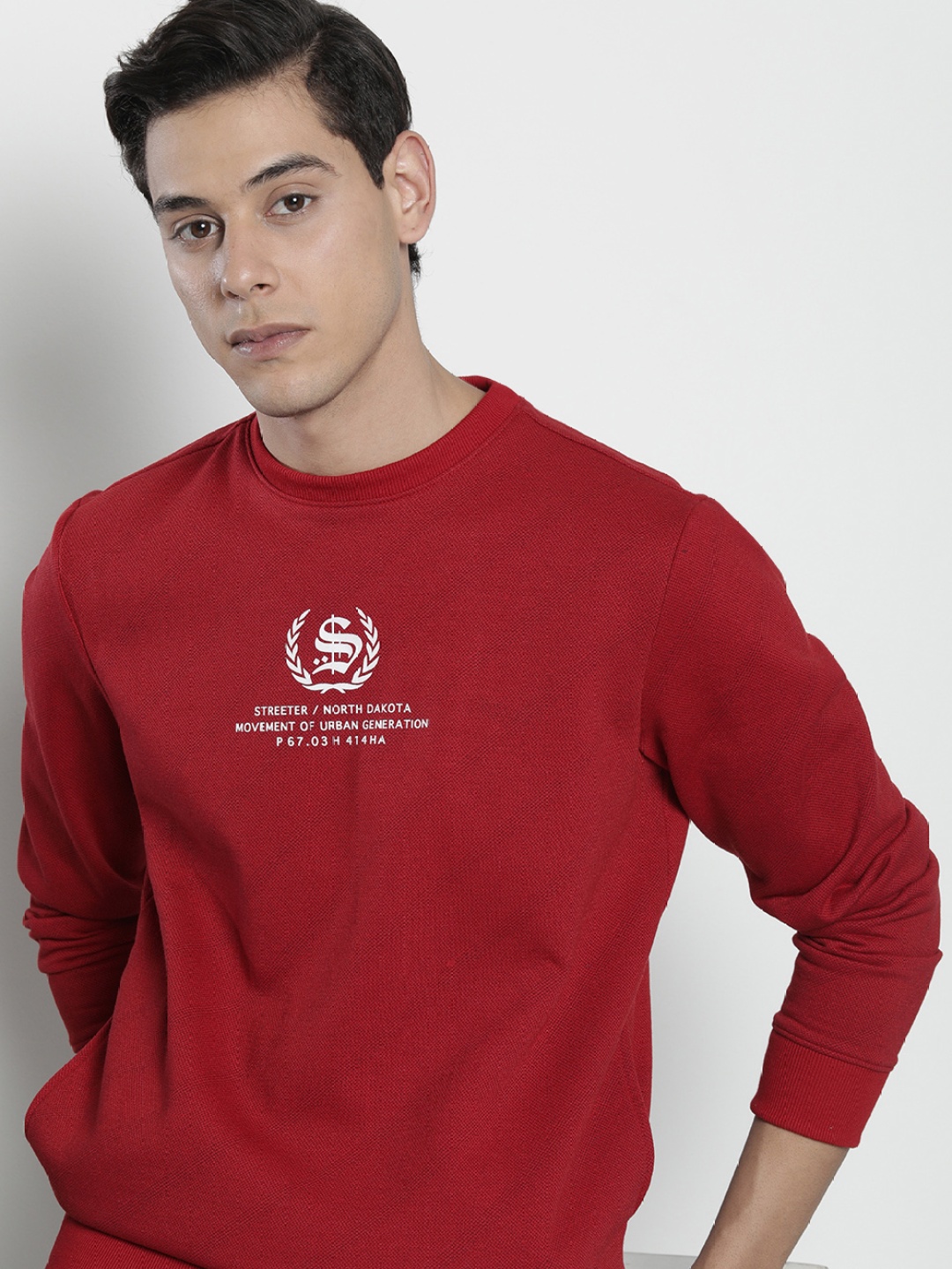 

The Indian Garage Co Men Red Printed Sweatshirt