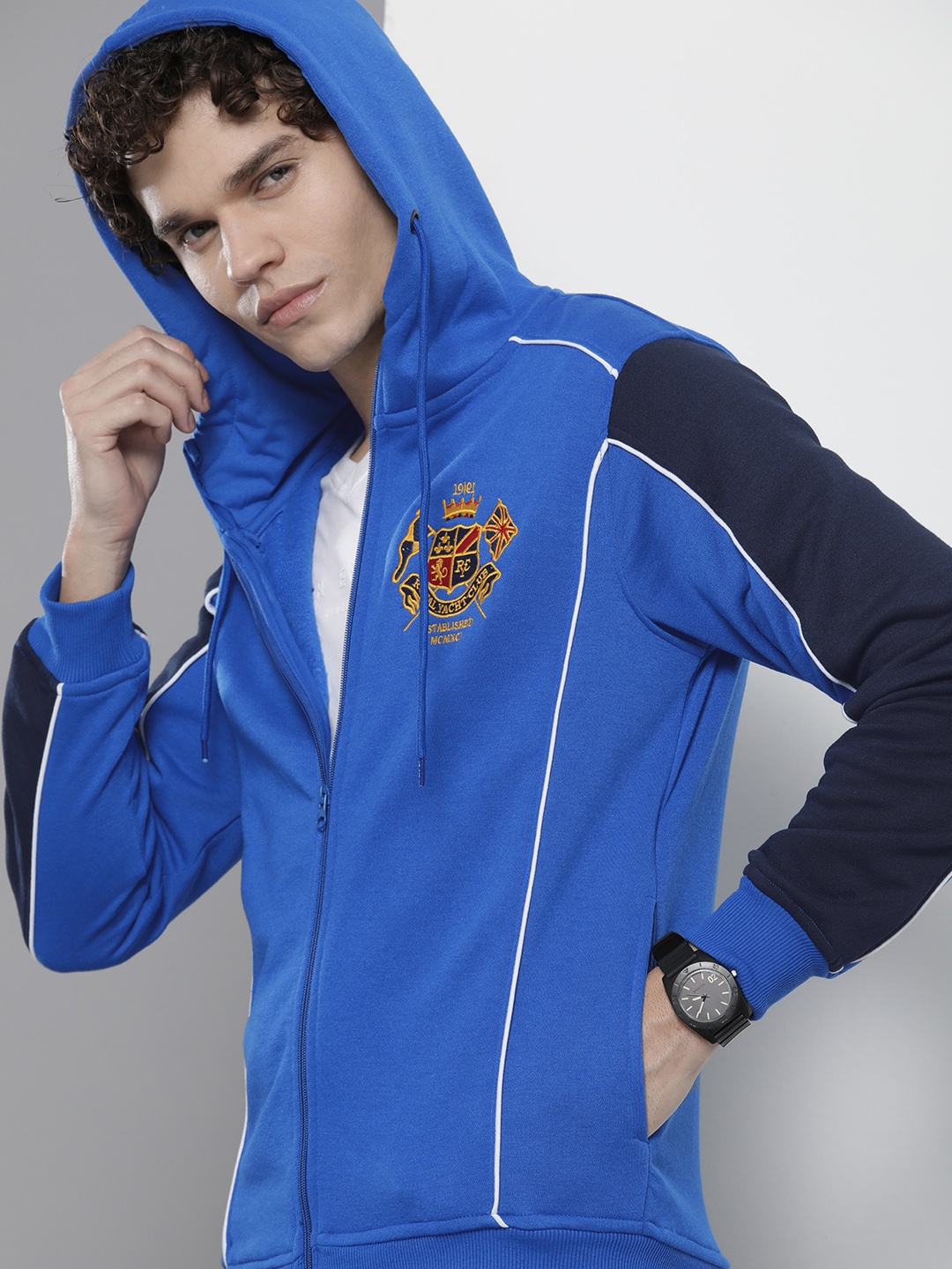 

The Indian Garage Co Men Applique Detail Hooded Sweatshirt, Blue