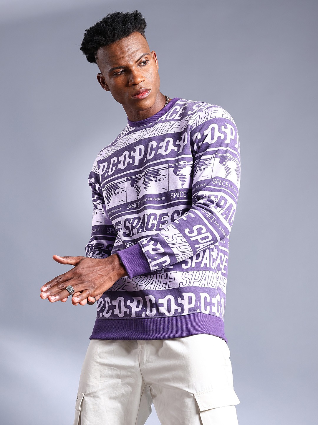

The Indian Garage Co Men Purple Printed Sweatshirt