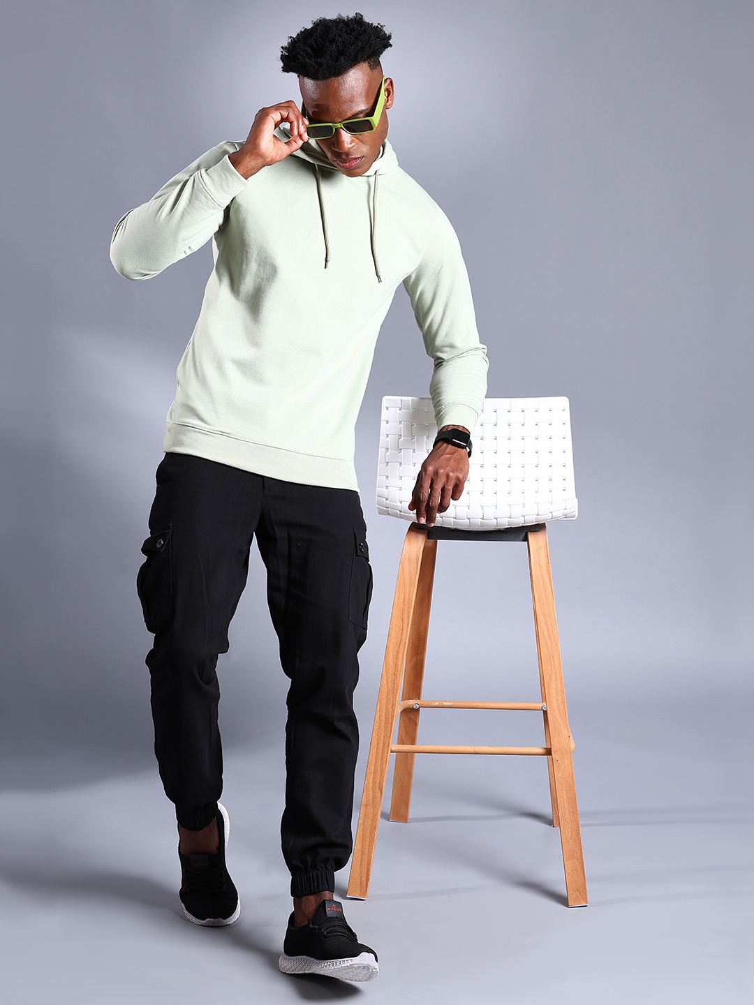 

The Indian Garage Co Men Sage Green Hooded Sweatshirt