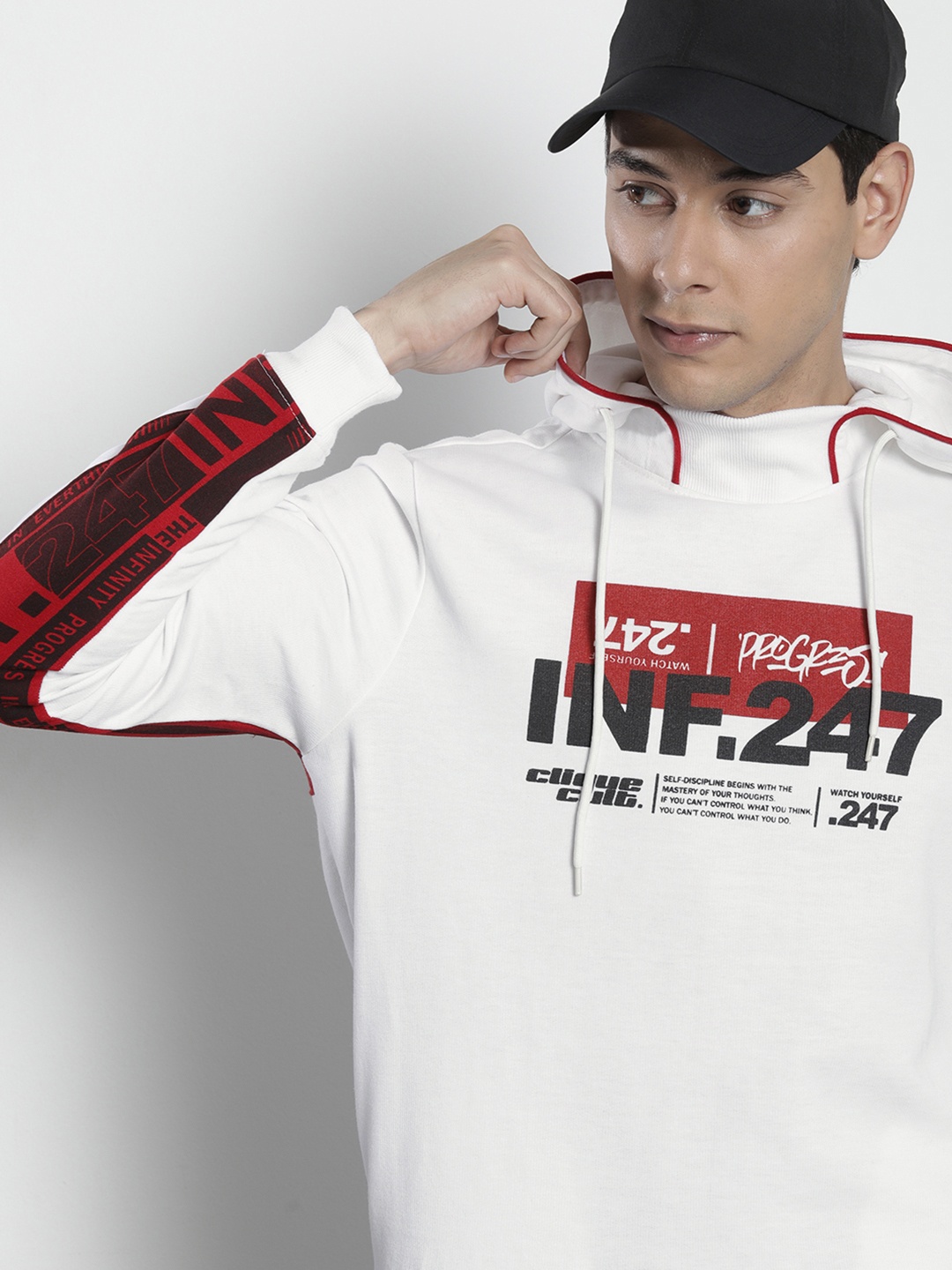

The Indian Garage Co Men Printed Hooded Sweatshirt, White
