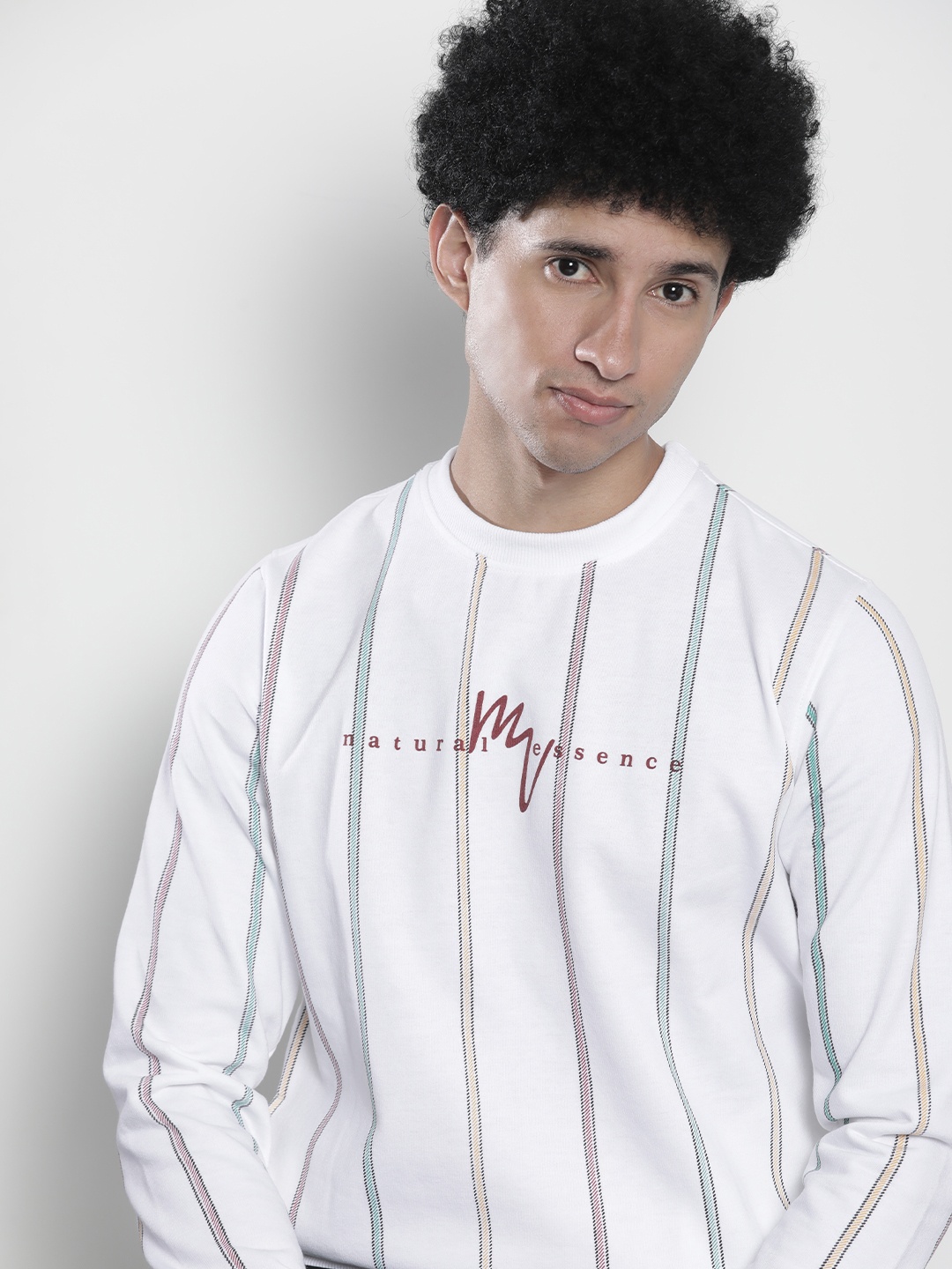 

The Indian Garage Co Men White & Red Striped Sweatshirt