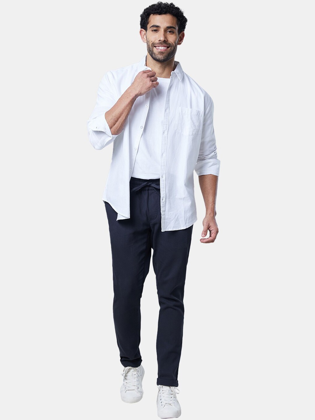 

The Souled Store Men Navy Blue Solid Cotton Track Pant
