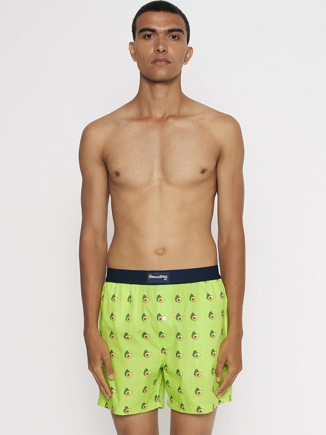 

SMUGGLERZ INC. Men Fluorescent Green Printed Pure Cotton Comfort-Fit Boxer