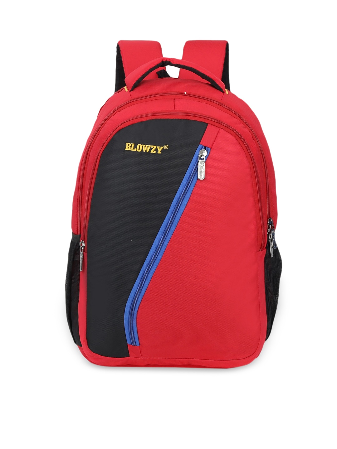 

Blowzy Bags Unisex Red & Black Colourblocked Laptop Backpack With Hip Strap