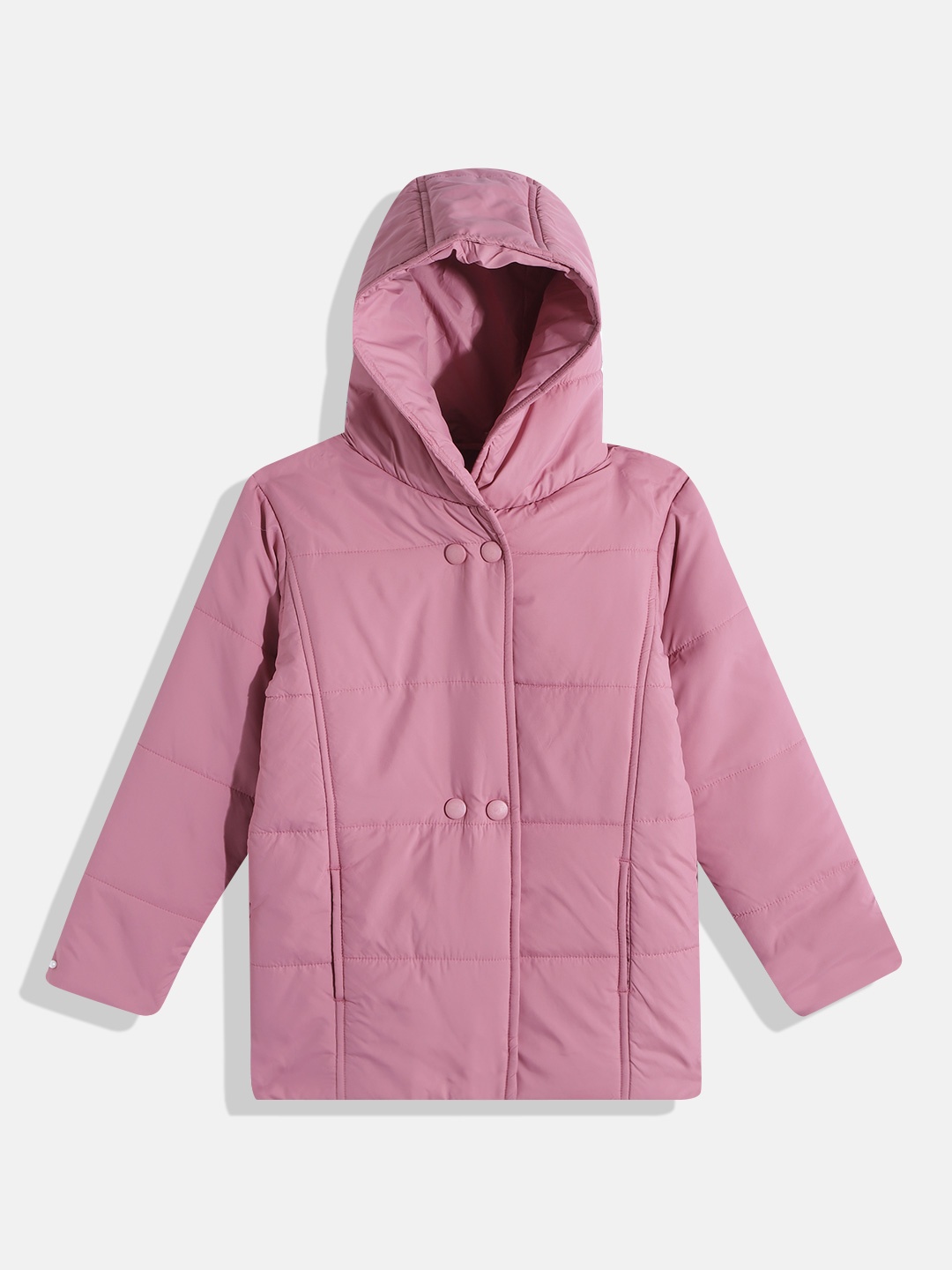

Miss & Chief Girls Mauve Solid Hooded Padded Jacket