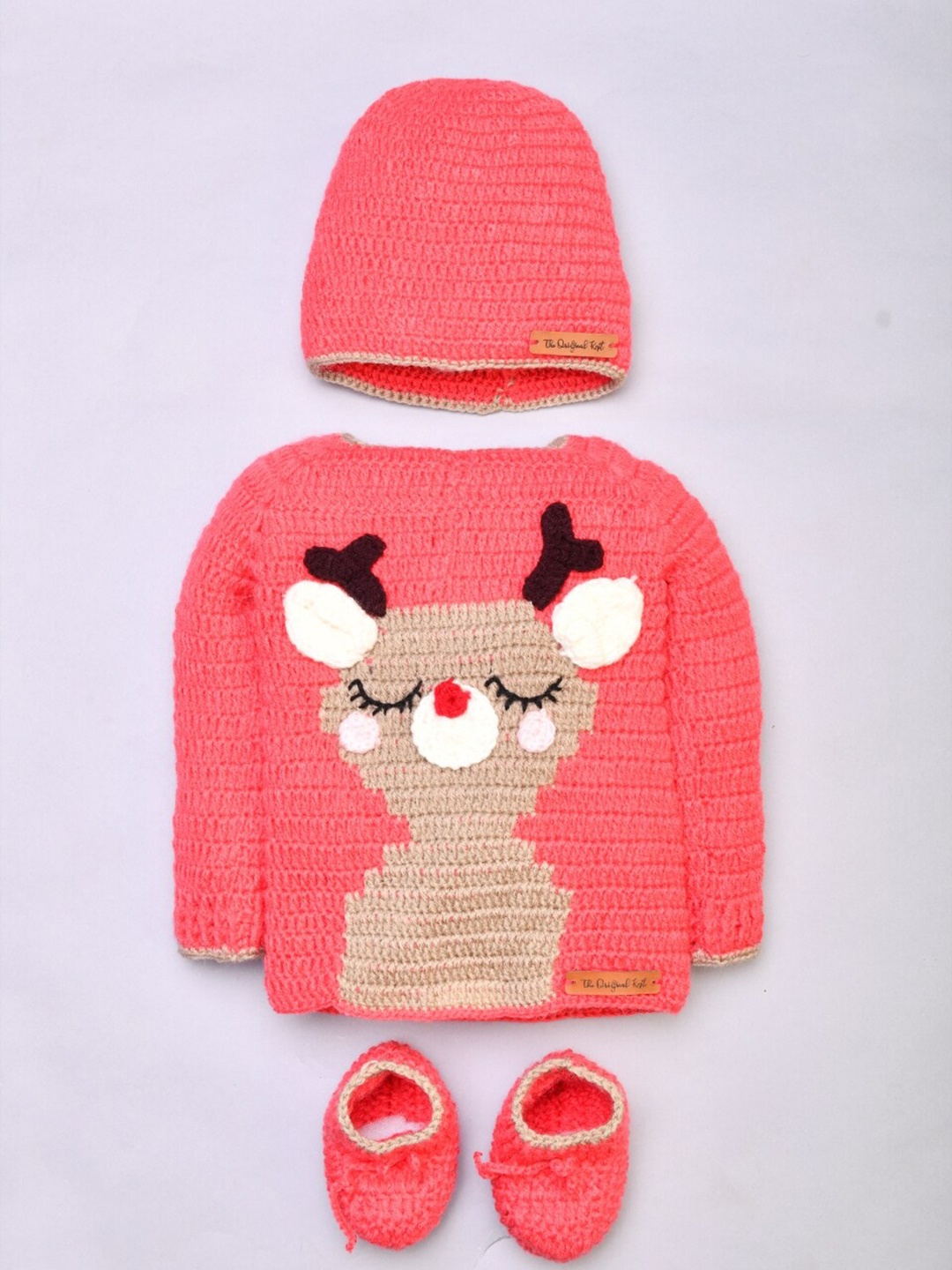 

The Original Knit Girls Pink & Brown Ribbed Pullover