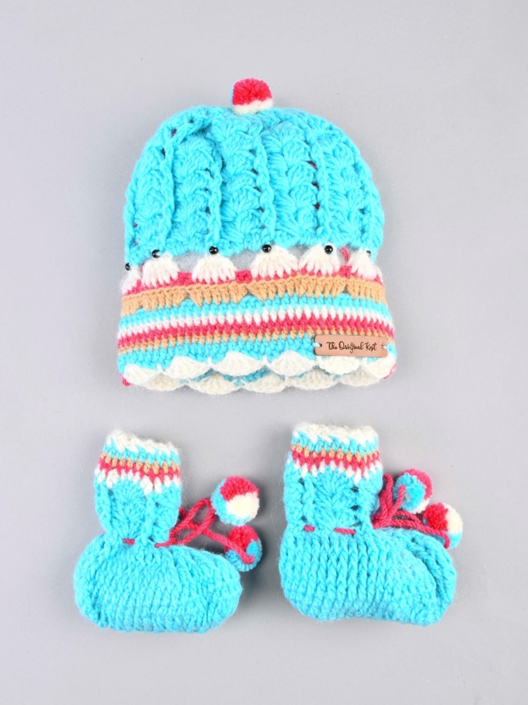 

The Original Knit Unisex Kids Blue & White Beanie & Booties