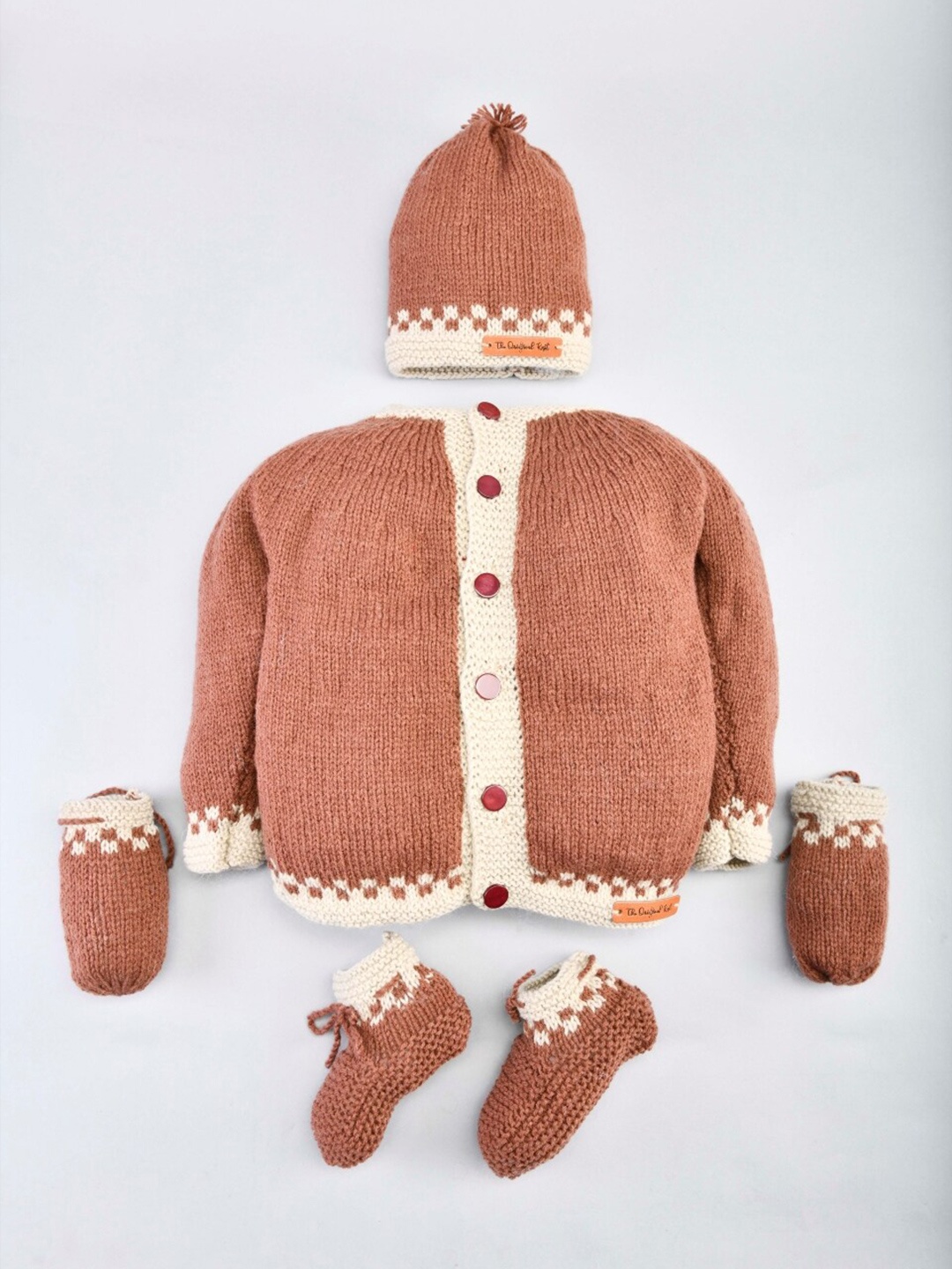 

The Original Knit Unisex Kids Brown & Cream-Coloured Cardigan