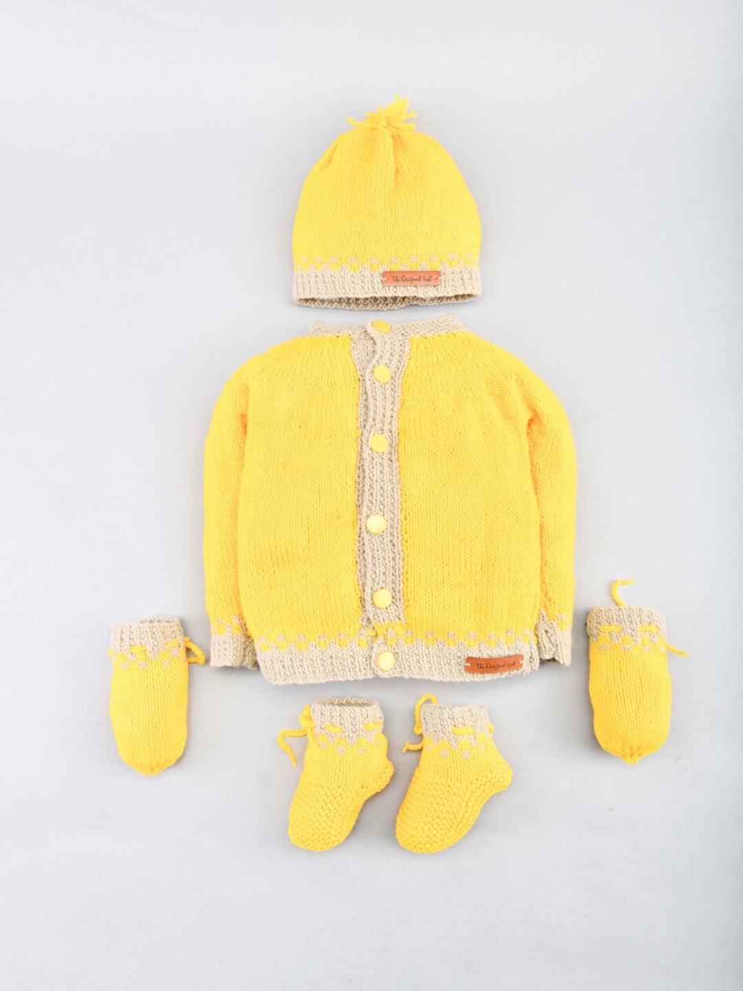 

The Original Knit Unisex Kids Yellow & Beige Cardigan