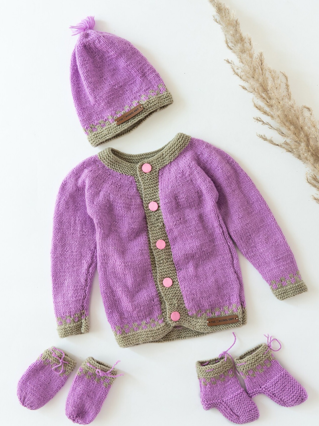 

The Original Knit Unisex Kids Purple & Grey Cardigan Sweater Sets