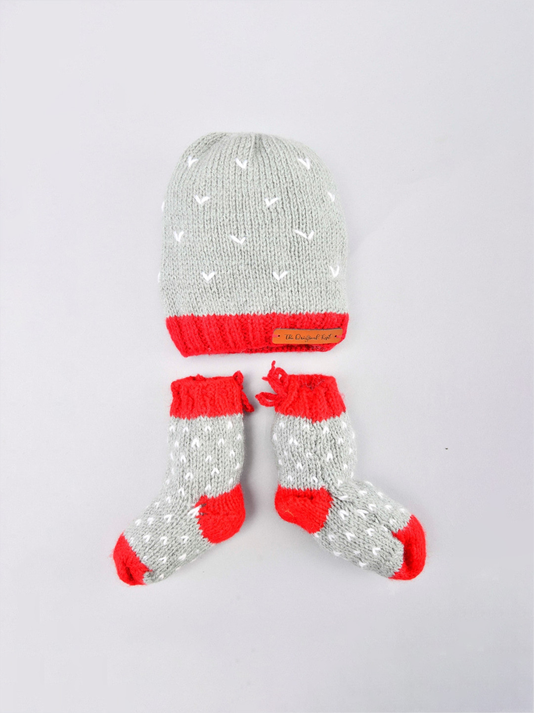 

The Original Knit Unisex Kids Grey & White Printed Beanie